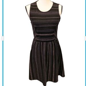 ELODIE Dress Sleeveless Stretch Black Fit Flare Lg